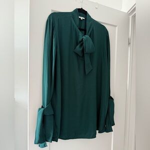 Layeur emerald green tie-neck blouse - size FR 46 (XL)